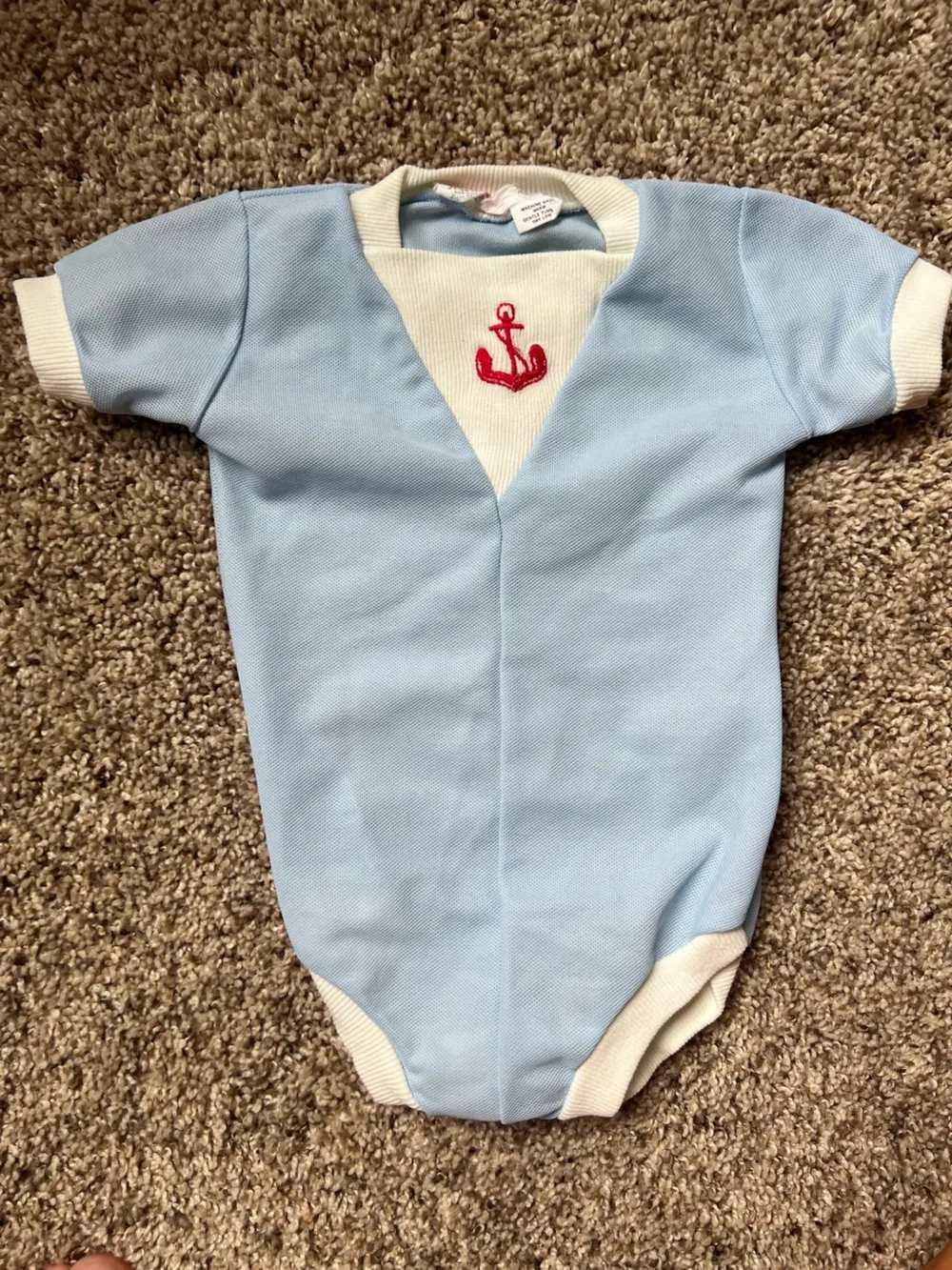 Vintage Baby Bundle Blue Knit Vest and Sailer Nautical Onesie 6 M